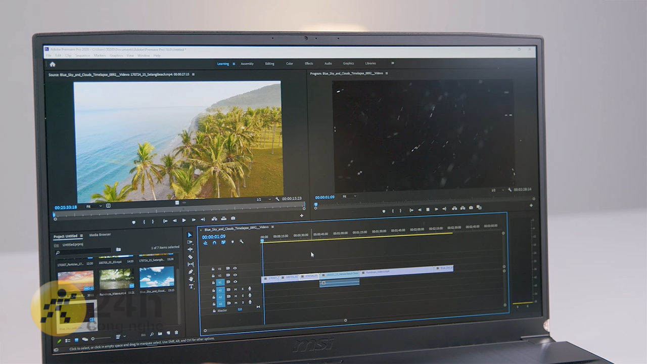 Nhờ lợi thế màn hình lớn, màu đẹp và hiệu năng mạnh nên bạn dễ dàng dựng video trên MSI GF75 10SCXR