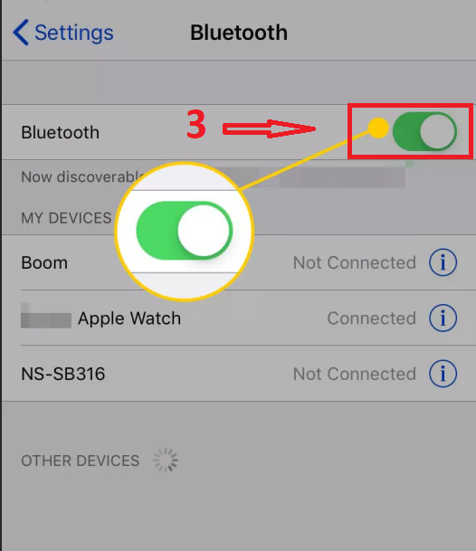 Nhấn vào biểu tượng như hình để bật Bluetooth