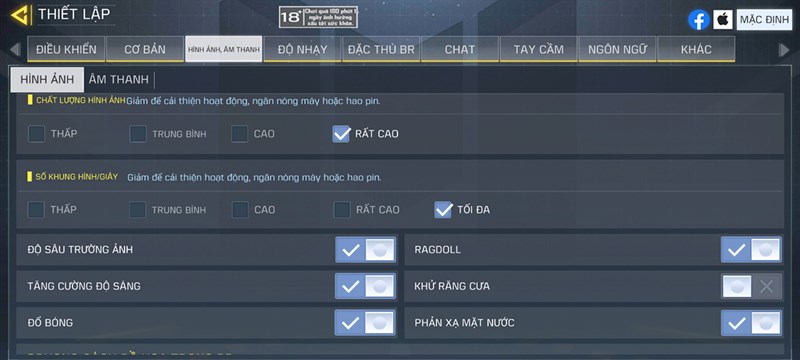 Setting Call Òf Duty trên Samsung Galaxy S20 FE
