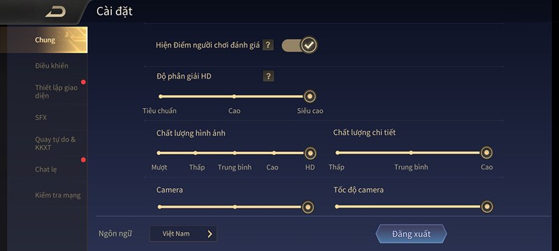 Setting game Liên Quân Mobile trên Galaxy S20 FE Setting game Liên Quân Mobile trên Galaxy S20 FE