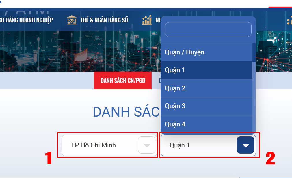 Chọn Chọn Tỉnh/Thành phố và Quận/Huyện