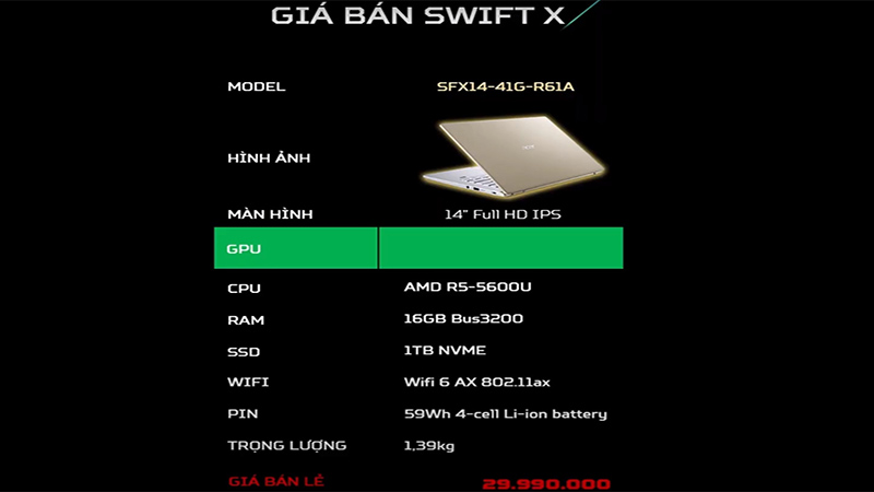 Acer Swift X Acer Swift X