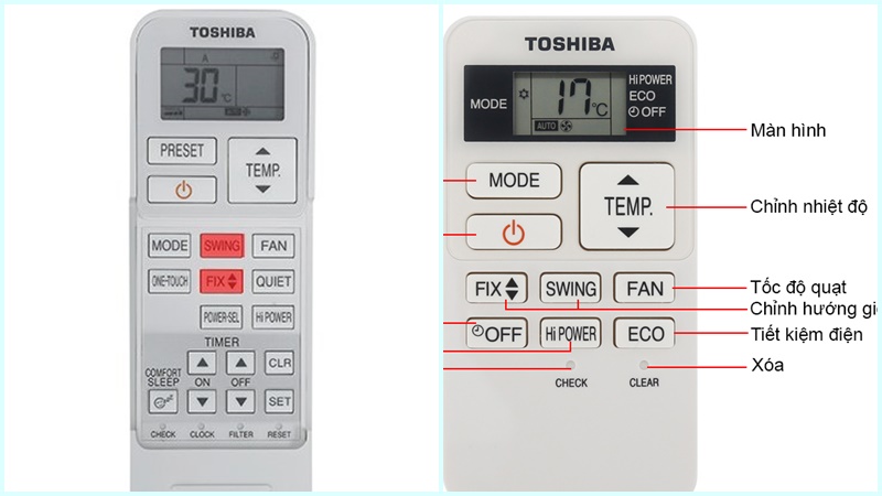 Điều khiển của điều hòa Toshiba