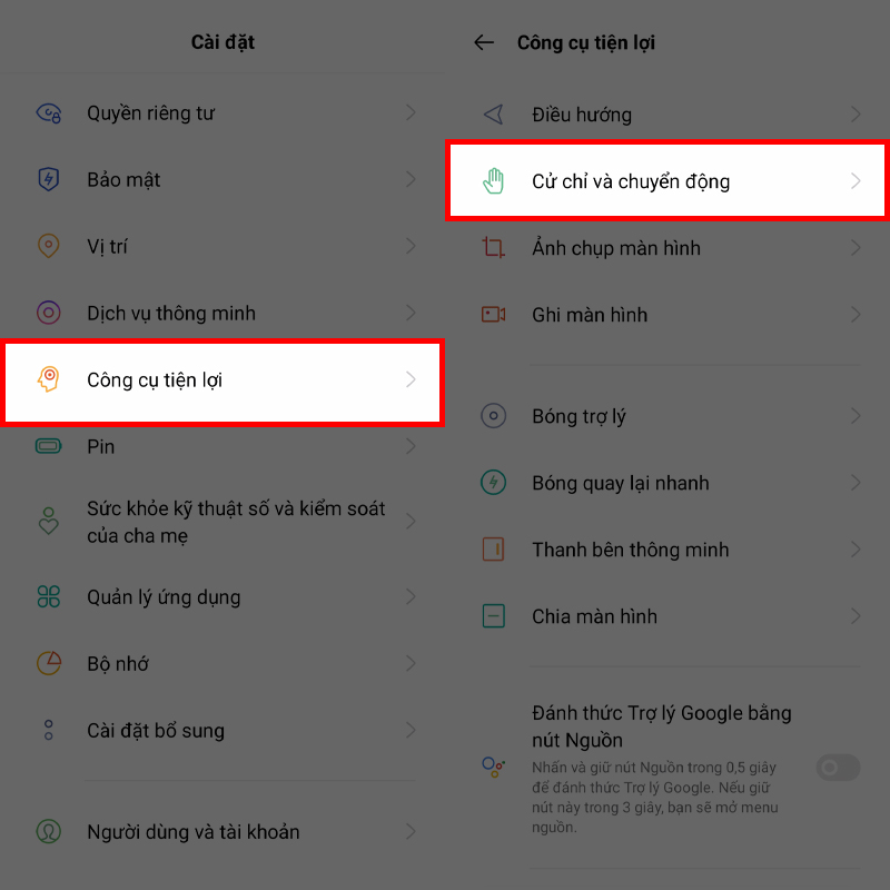 Cử chỉ khi màn hình tắt Cử chỉ khi màn hình tắt