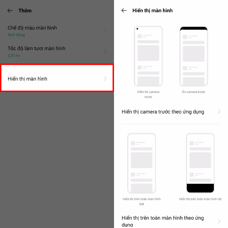 Tùy chỉnh chế độ hiển thị màn hình Tùy chỉnh chế độ hiển thị màn hình