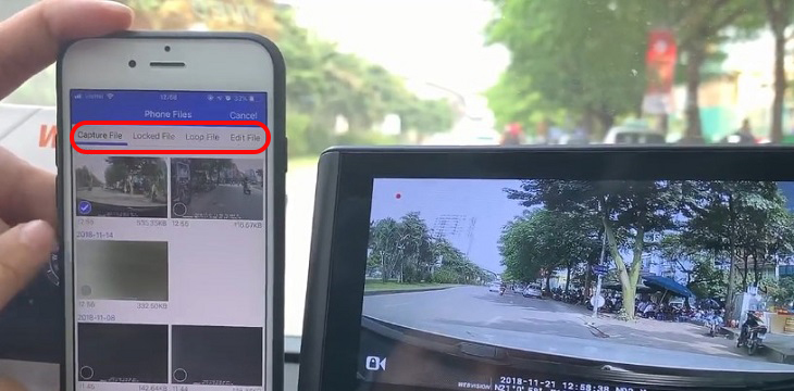 Vào Phone File trên phần mềm Car Assist để xem video