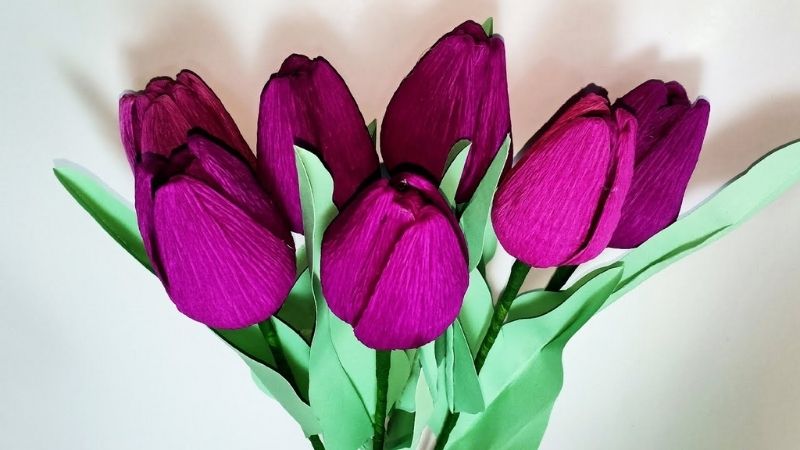 Hoa Tulip làm bằng giấy nhún siêu xinh