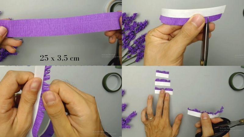 Cách làm hoa lavender bằng giấy nhún và khẩu trang cực kì đơn giản