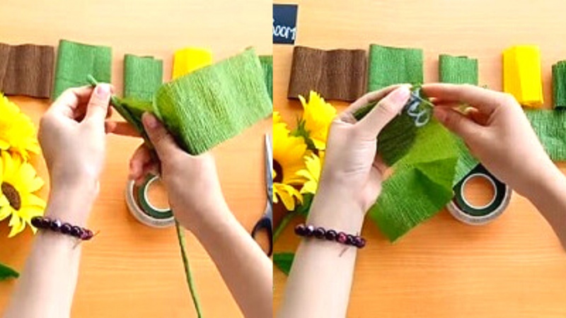 How to make sunflowers with crepe paper