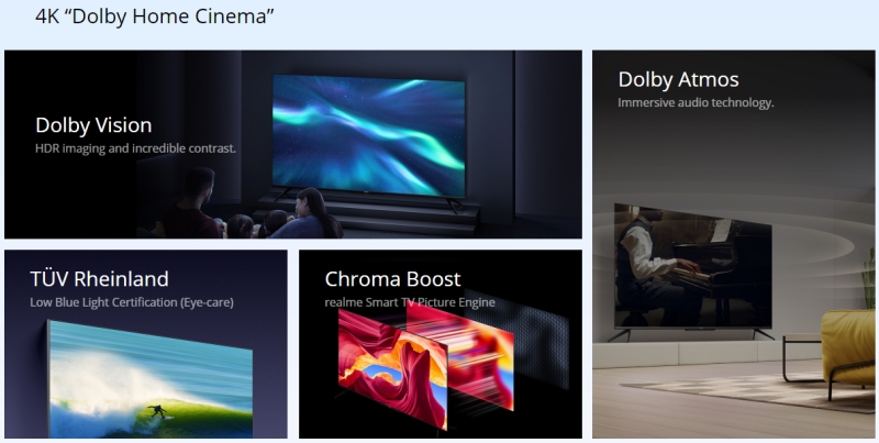 Các công nghệ hiển thị và âm thanh trên Realme Smart TV 4K Các công nghệ hiển thị và âm thanh trên Realme Smart TV 4K