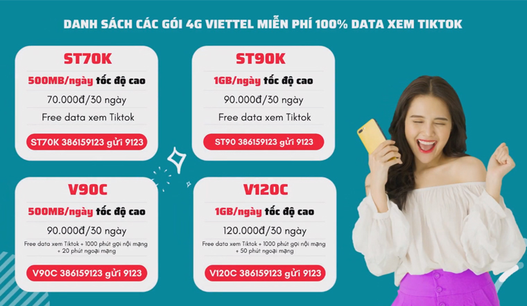 Cách nhận data 4G Viettel xem tik tok miễn phí 