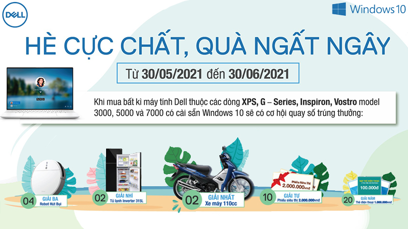 Cơ hội trúng được xe máy, tủ lạnh,... khi mua máy tính Dell trong dịp Hè này