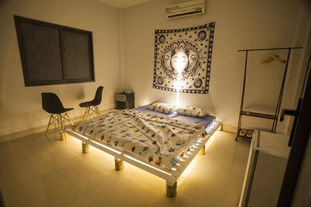 Room in the evening at the beautiful Turtle Homestay in Phu Quoc