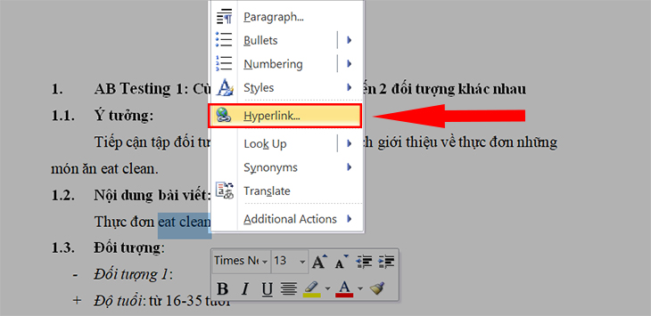 Hyperlink là gì? Cách tạo liên kết trang trong Word, Excel, PowerPoint > Chọn vào Hyperlink