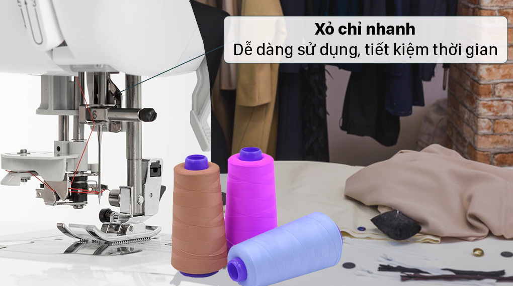 Máy may gia đình thế hệ mới hỗ trợ tính năng xỏ và cắt chỉ nhanh chóng