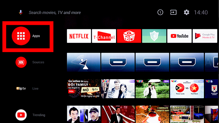Mở ứng dụng trên tivi TCL