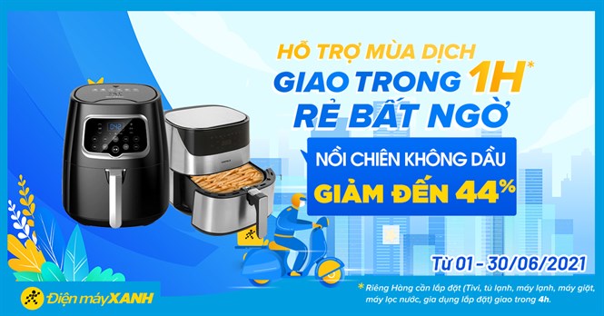 Top 5 nồi chiên không dầu giảm đến 44%, giá chưa đến 2 triệu, giao hàng cực nhanh
