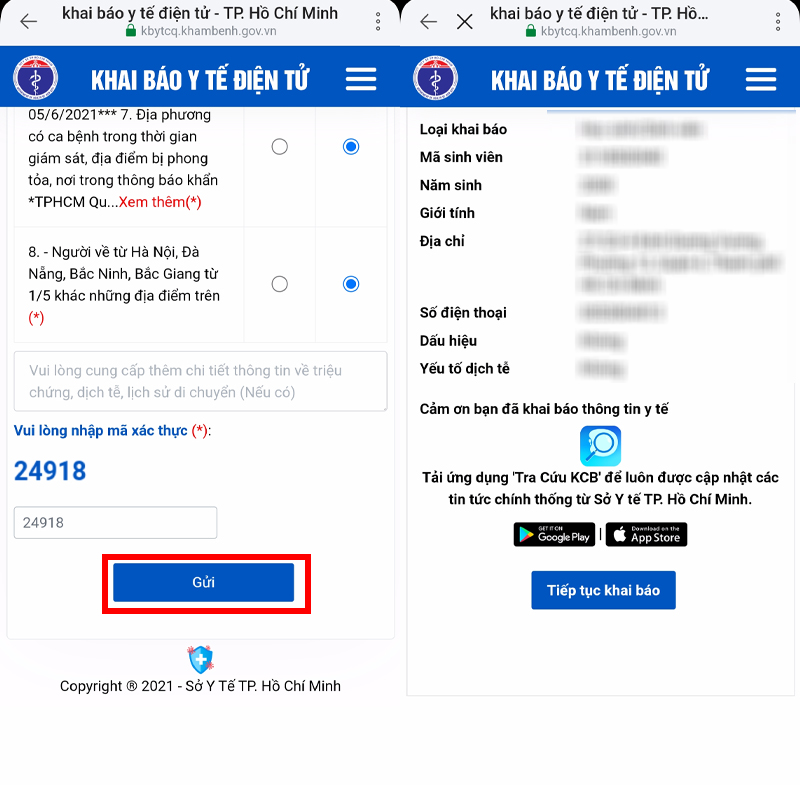Khao báo y tế online