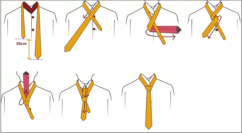  cách bước thắt Four in Hand Knot