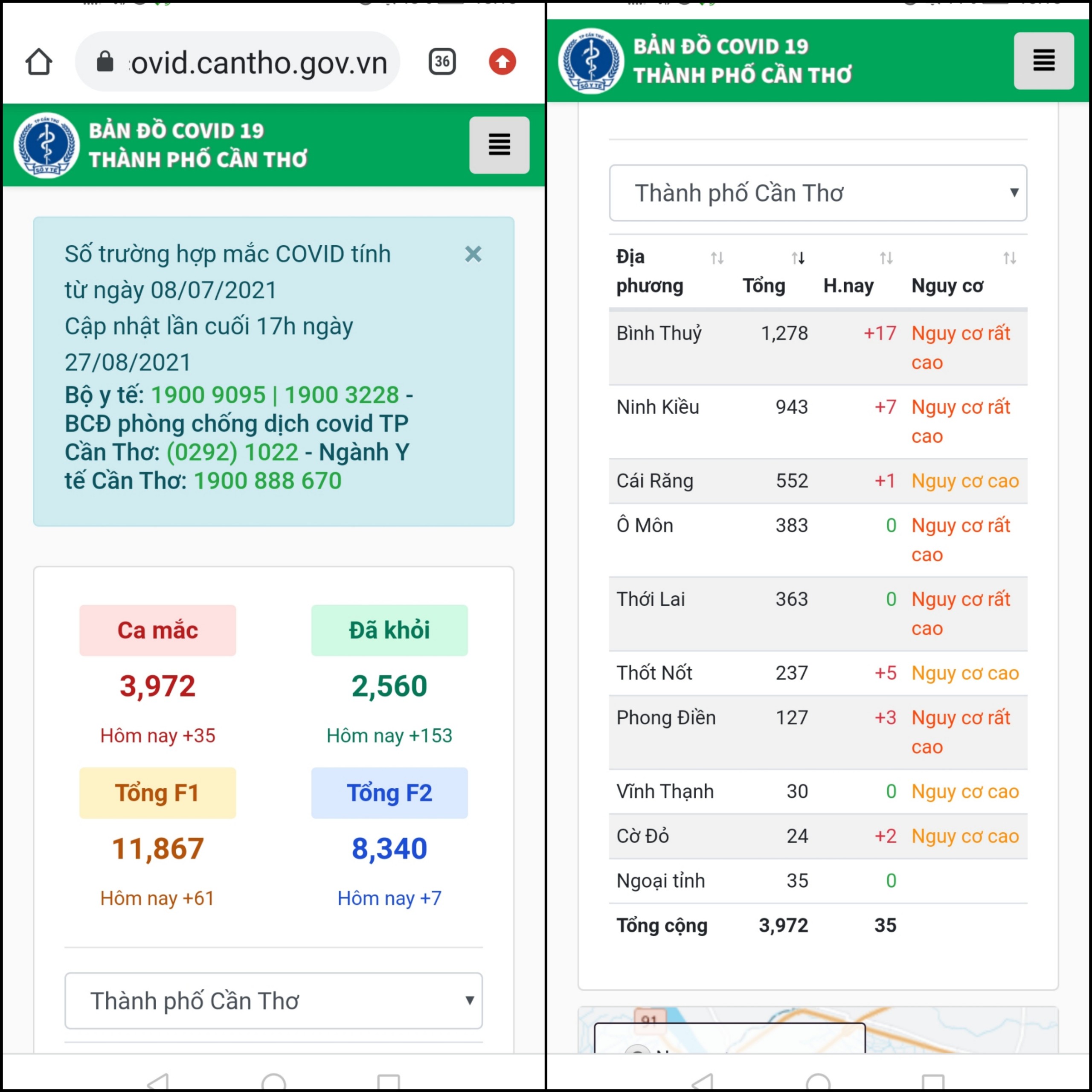 Đầu tiên, bạn truy cập trang web sau: covid.cantho.gov.vn. Bảng thông báo tổng hợp tình hình ca nhiễm tại Cần Thơ đsẽ hiển thị trên màn hình. Đầu tiên, bạn truy cập trang web sau: covid.cantho.gov.vn. Bảng thông báo tổng hợp tình hình ca nhiễm tại Cần Thơ đsẽ hiển thị trên màn hình.