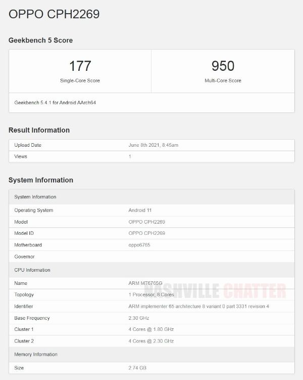 OPPO A16 đã xuất hiện trên nền tảng Geekbench