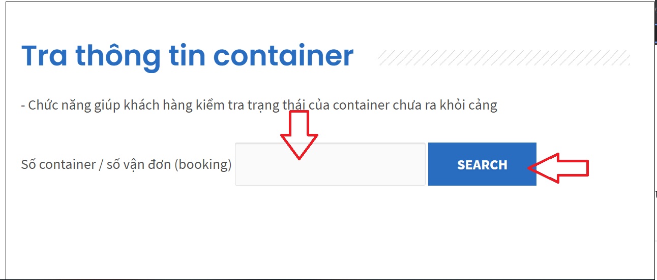 Bước 2: Điền đầy đủ mã Container, nhấn Search