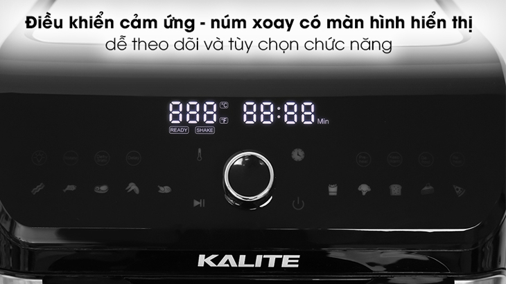 Nồi chiên không dầu Kalite có màn hình cảm ứng hiện đại kết hợp nút xoay tiện thao tác