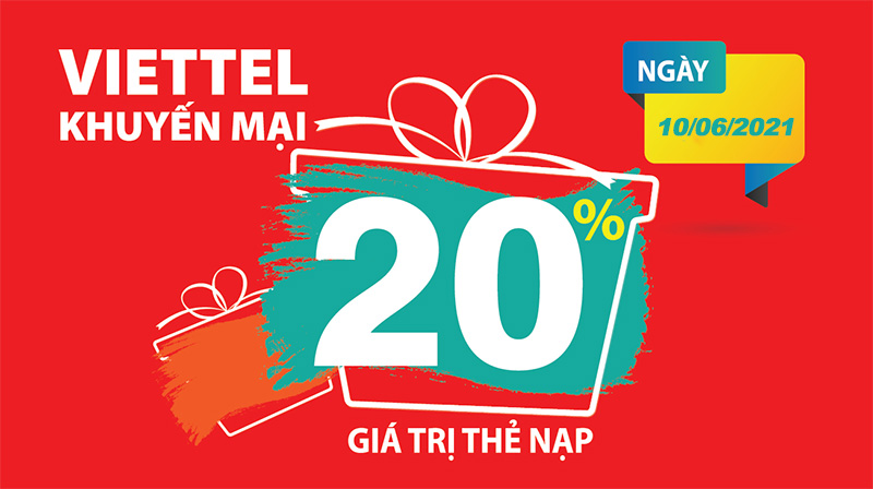 Chỉ hôm nay: Mua thẻ cào Viettel nhận khuyến mãi 20% giá trị thẻ nạp
