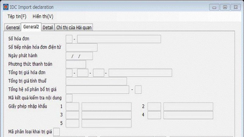 Tờ khai nhập khẩu IDC
