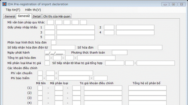 Tờ khai nhập khẩu IDC