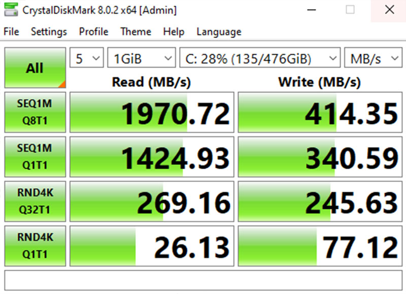Đo tốc độ đọc và ghi của ổ cứng Lenovo IdeaPad 3 i3 Gen 11