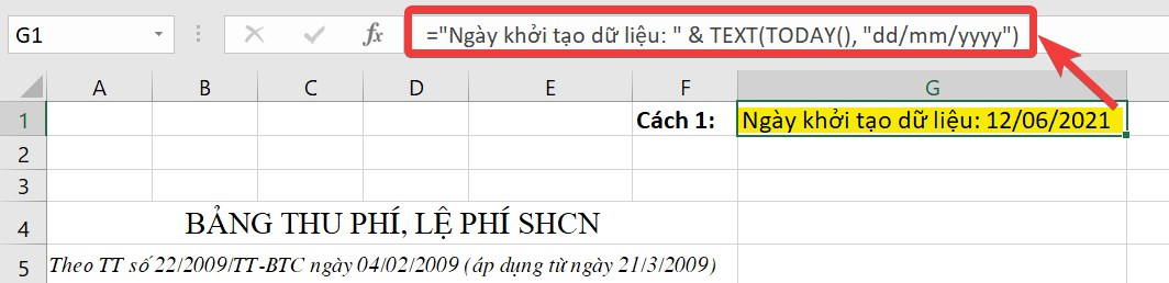 Kết hợp văn bản và ngày tháng bằng cách dùng hệ thống ký hiệu để nối chuỗi ký tự với hàm TEXT