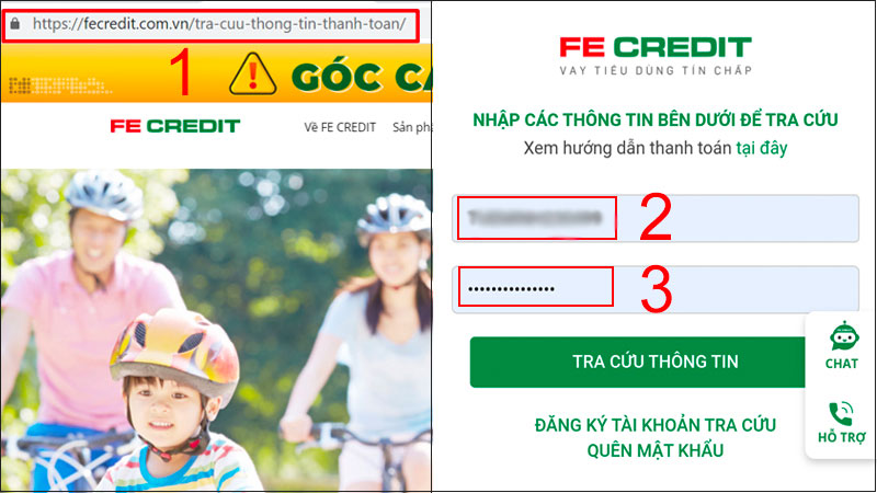 Trên website của FE Credit