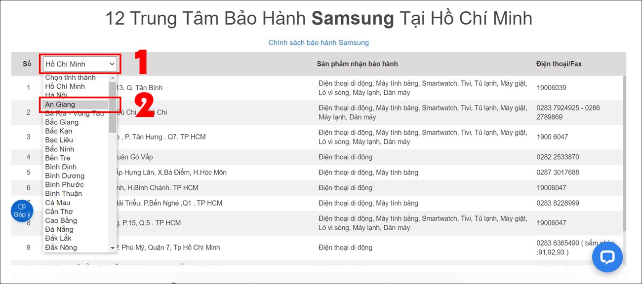 Chọn tỉnh/thành phố của bạn