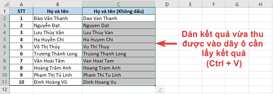 2 cách bỏ dấu Tiếng Việt trong Excel đơn giản dễ hiểu nhất