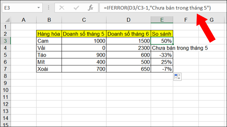 Sử dụng hàm IFERROR để thay giá trị lỗi