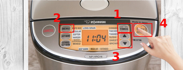 Cách hẹn giờ nấu trên Nồi cơm điện cao tần Zojirushi 1.8 lít ZONC-NP-HRQ18-XT