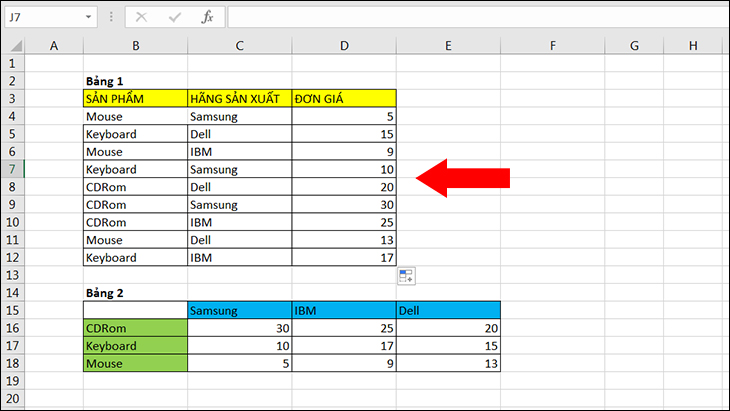 Cách kết hợp hàm INDEX và MATCH trong Excel để dò nhiều điều kiện > Copy công thức cho các ô khác để hoàn thành