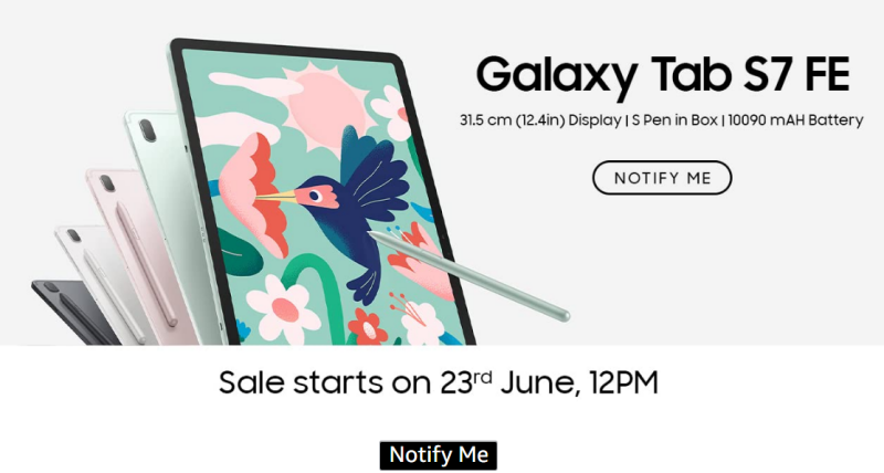 Galaxy Tab S7 FE được liệt kê trên Amazon Ấn Độ