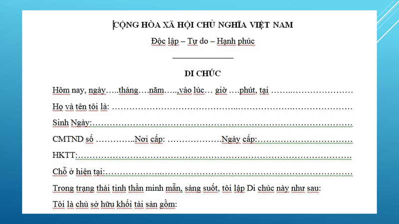 Nội dung của di chúc