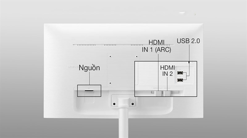 Mặt sau của màn hình Samsung M5 là cổng nguồn, 2 cổng HDMI 2.0 và 2 cổng USB 2.0 (Nguồn: Samsung).