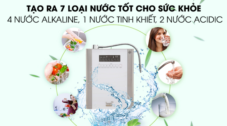 Máy lọc nước Ionpia của nước nào? Có tốt không? Có nên mua không? > Máy lọc nước ion kiềm IONPIA 5250 5 lõi 5 tấm điện cực tạo ra được 7 loại nước khác nhau
