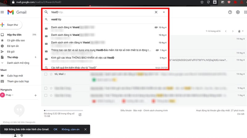 Tìm kiếm email