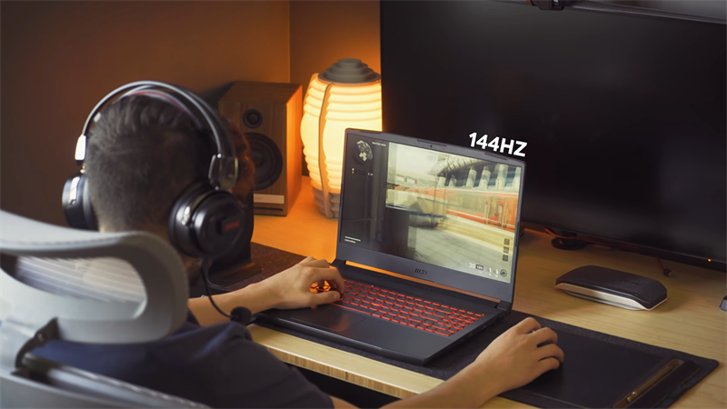 Màn hình của MSI Katana GF66 hỗ trợ tốc độ làm tươi 144 Hz cho trải nghiệm sử dụng mượt mà. (Nguồn: Andres Vidoza).