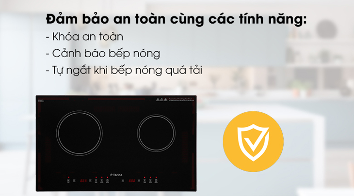 Bếp hồng ngoại đôi Torino sử dụng an toàn với tính năng khoá an toàn