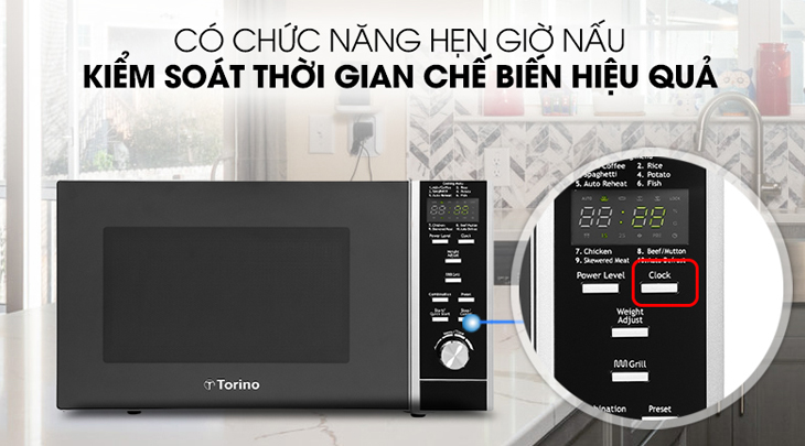 Lò vi sóng Torino có chế độ hẹn giờ nấu hiệu quả