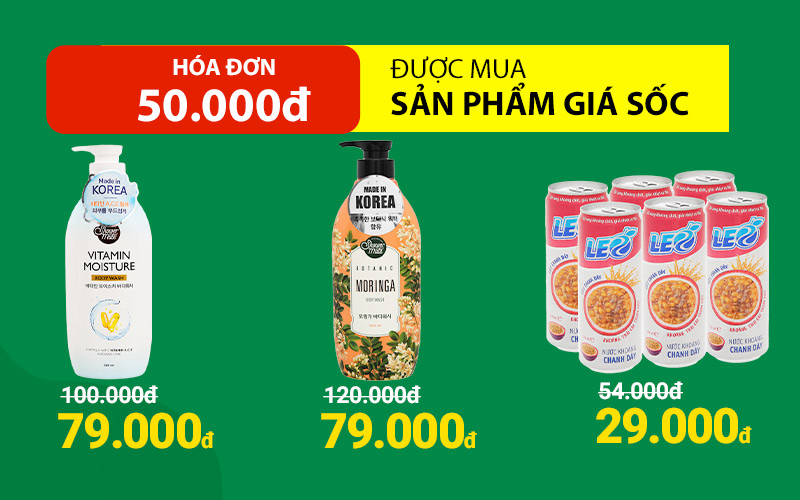 Từ 18/6 - 20/6, hóa đơn 50.000đ được mua nhiều sản phẩm giá sốc Từ 18/6 - 20/6, hóa đơn 50.000đ được mua nhiều sản phẩm giá sốc
