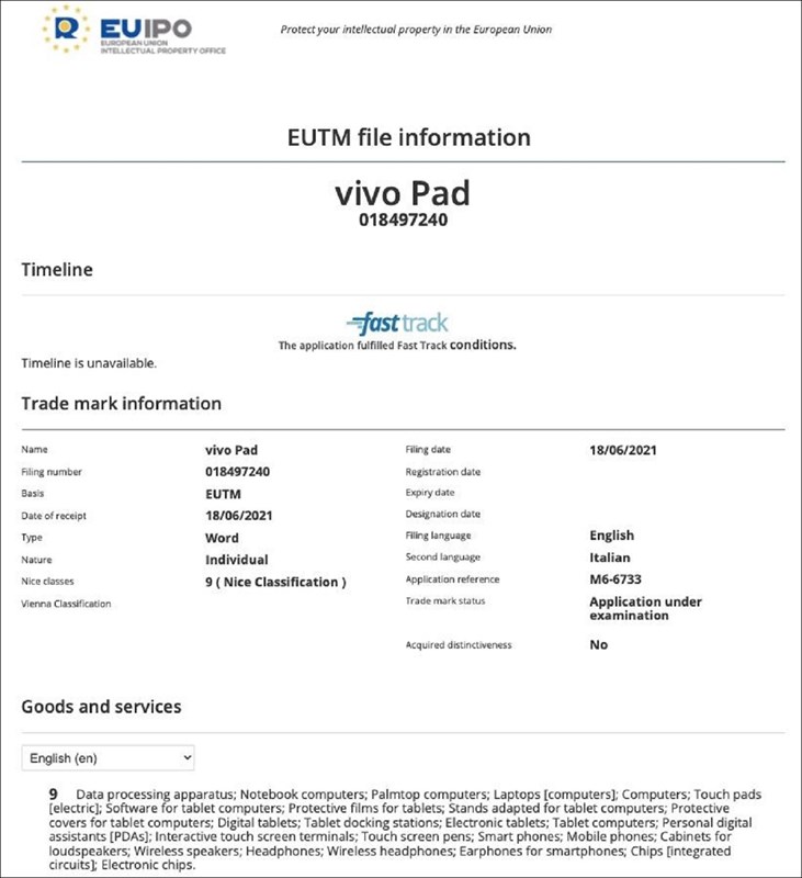 Tài liệu nhãn hiệu Vivo Pad Tài liệu nhãn hiệu Vivo Pad