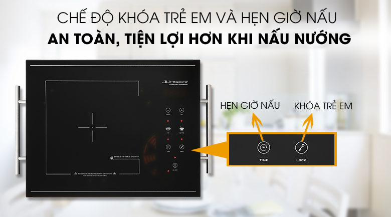 Bếp hồng ngoại Junger của nước nào? Có tốt không? Có nên mua không? > Tính năng hẹn giờ và chế độ khóa trẻ em trên bếp hồng ngoại Junger MT-21