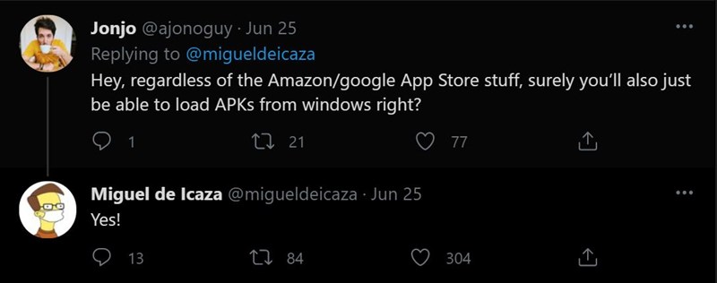 Câu trả lời của kỹ sư Microsoft trên Twitter.